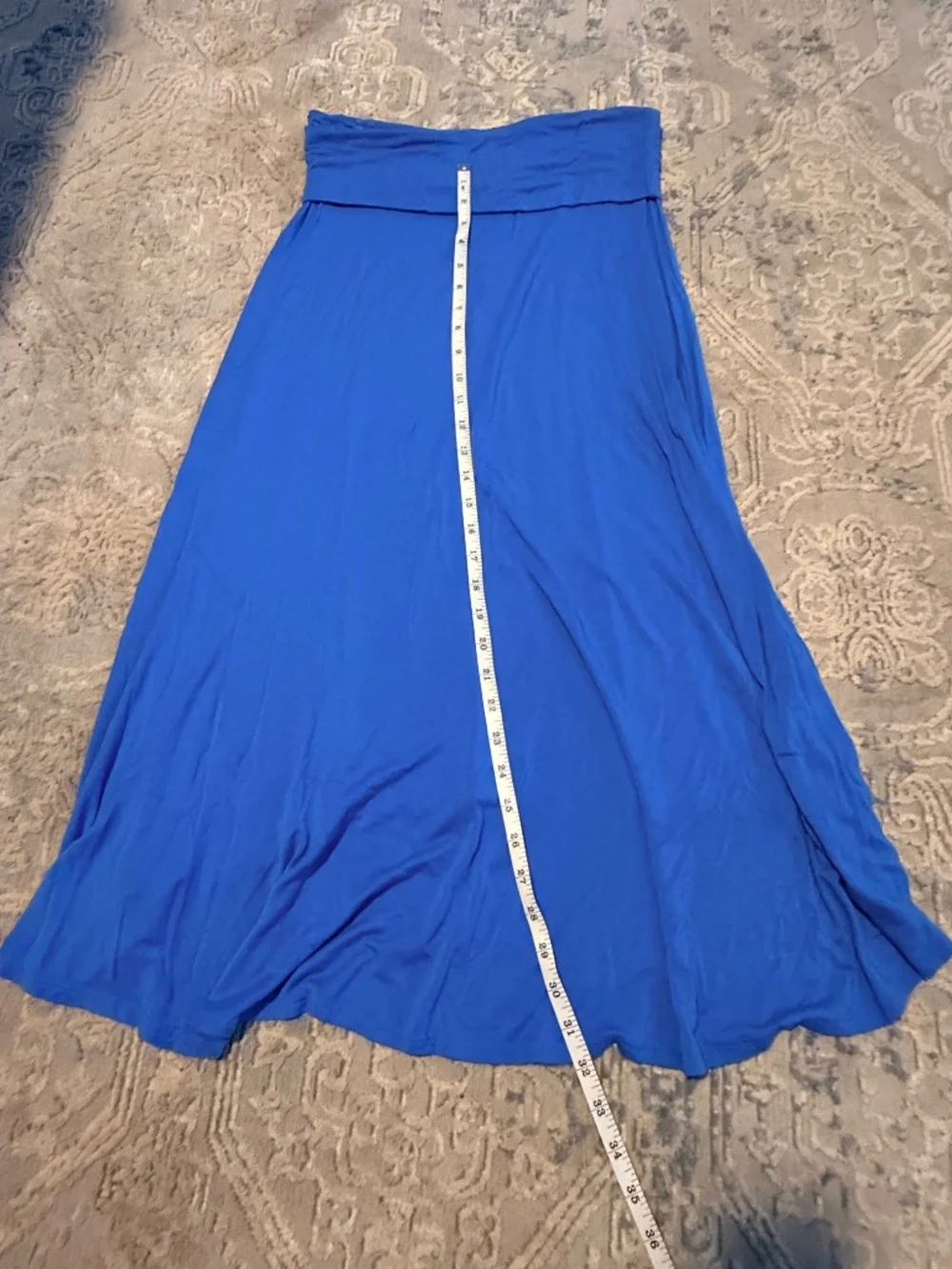 Olivia Moon Royal Blue High Low Maxi Skirt Foldover Waist